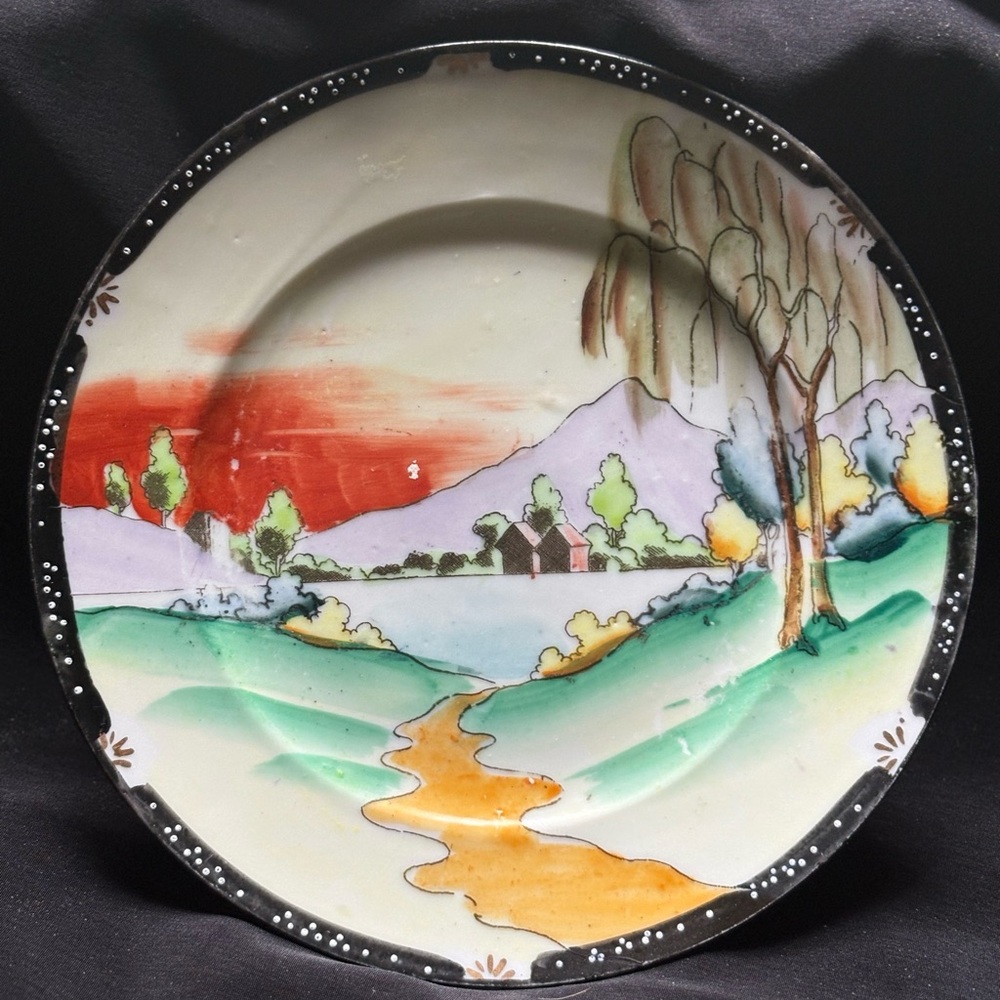 Antique hand painted Japanese porcelain dessert plate from Nippon.